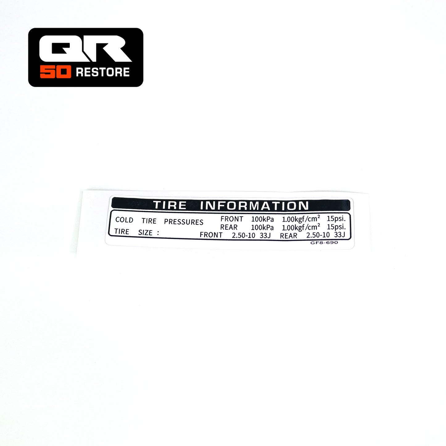 K9 - HONDA QR 50 “tire label” label